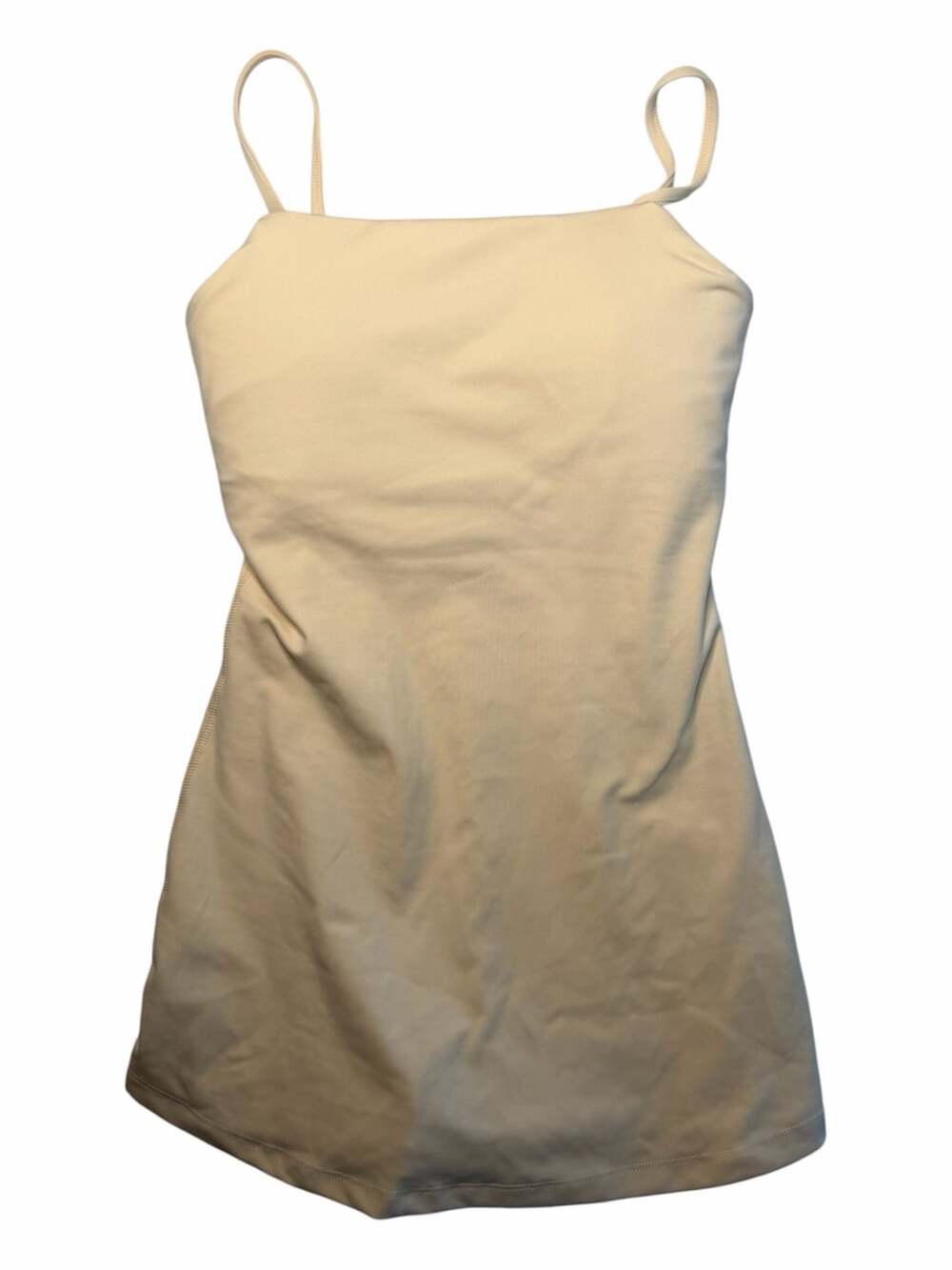 Nova Sport Beige Active Mini Dress with Built-In Shorts and Strappy Back